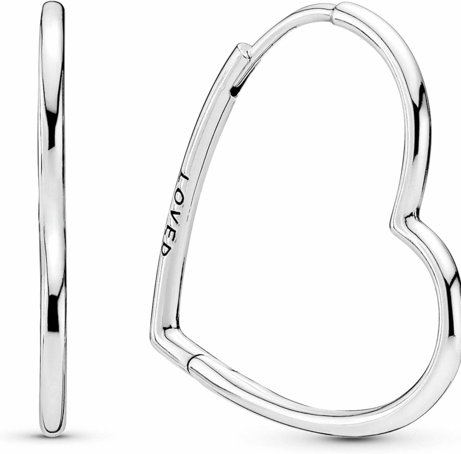 Pandora Pandora Asymmetrical Heart Hoop Earrings - Classic Earrings For Women - Great Gift For Her - Made With Sterling Silver | Earrings