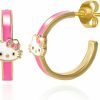 Hello Kitty Hello Kitty Hoop Earrings For Women - Sanrio 18Kt Gold Flash Plated Pink Kawaii Hoops - Officially Licensed | Earrings