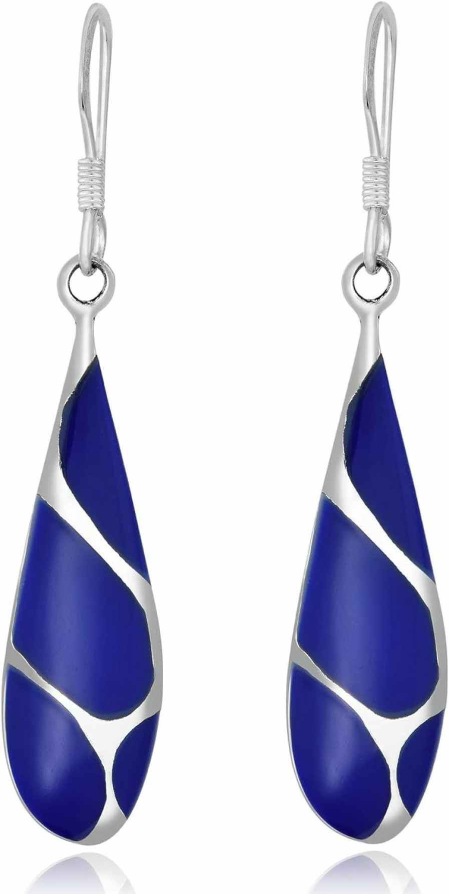 AeraVida Aeravida Vintage Lapis Streak Teardrop Birthstone Sterling Silver Earrings, 0.35X1.77 Inch | Earrings