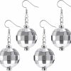 Tatuo Tatuo 2 Pairs Of Disco Ball Earrings 60'S Or 70'S Silver Disco Ball Earrings For Women | Earrings