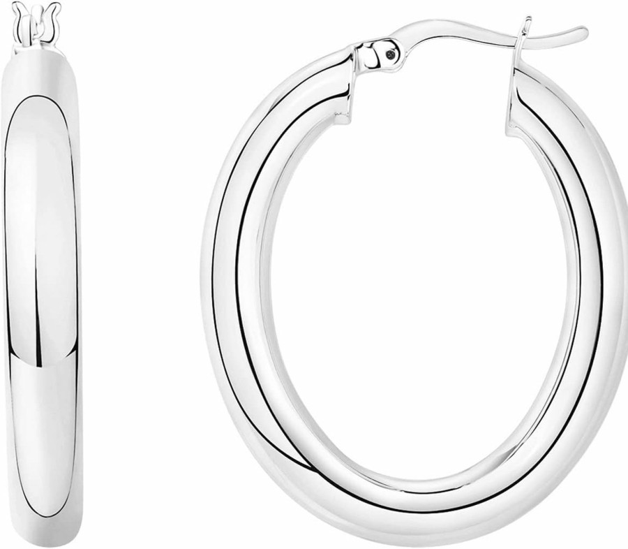 PAVOI Pavoi 14K Gold Plated Sterling Silver Post Monet Oval Chunky Lightweight Hoop Earrings For Women | Earrings