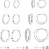 Cocadant 9 Pairs Surgical Steel Earrings Sets For Multiple Piercing,Lightweight 14K Real Gold Plated Small Huggie Cartilage Hoop Earrings Cz Tiny Stud Earrings For Women Girls Hypoallergenic | Earrings