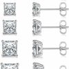 MDFUN Mdfun 18K White Gold/Yellow Gold/Rose Gold Plated Princess Cut Square Clear Cubic Zirconia Stud Earring Pack Of 5 Pairs | Earrings