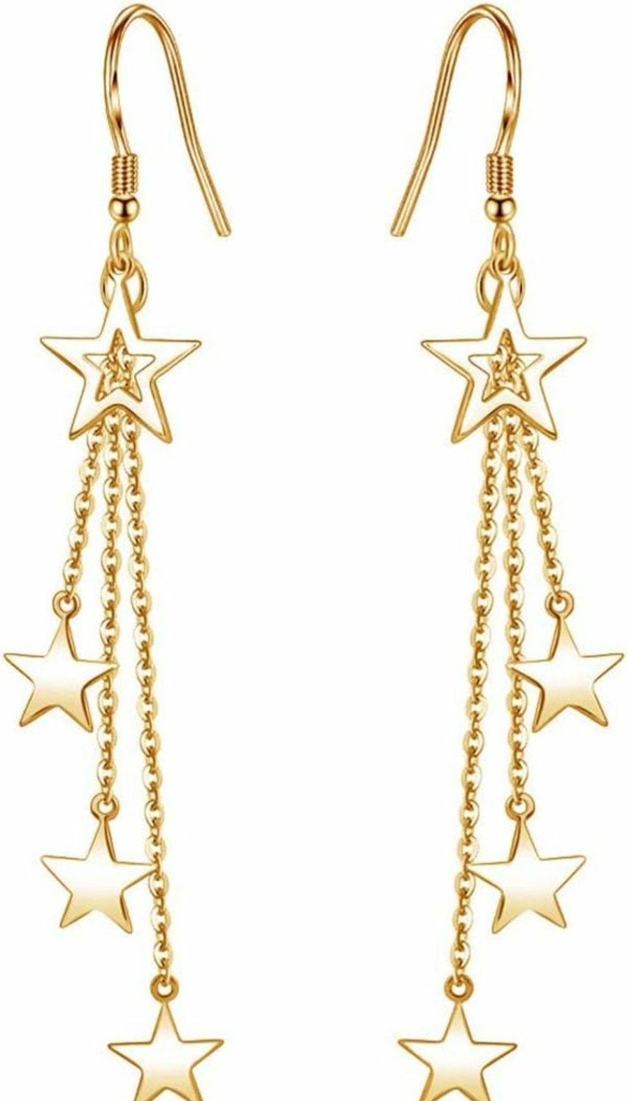 ZMJK 18K Gold Star Long Tassel Dangle Earrings For Women Shooting Star Earrings Meteor Lucky Star Pearl Drop Earrings Jewelry | Earrings