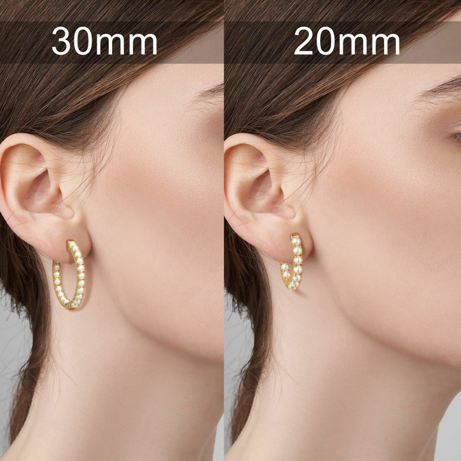 CHLOE LOVETT Chloe Lovett Pearl Earrings For Women Gold Pearl Earrings Pearl Hoop Earrings For Women 14K Gold Hoop Earrings For Women Small Gold Pearl Huggie Hoop Earrings Pearl Jewelry Thick Gold Hoop Earrings 20Mm30Mm | Earrings