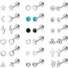 BSJ4U Bsj4U 24 Pairs Stainless Steel Stud Earrings Set For Women Men Cz Heart Butterfly Triangle Cross Circle Bar Moon Star Hypoallergenic Flat Back Earrings 20G Cartilage Helix Earrings Piercing Jewelry | Earrings