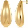 Dvacaman Chunky Gold Hoop Earrings For Women, Lightweight Teardrop Hoops Earrings With 18K Real Gold Plated, Hypoallergenic Earrings Waterdrop Hollow Open Jewelry For Women | Earrings