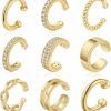 CHISOONBANNER 9Pcs Ear Cuff 14K Gold Plated Ear Cuffs For Women Non Piercing Cartilage Cuff Earrings Ear Clips Jewelry | Earrings