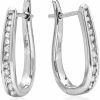 Amanda Rose Collection Igi Certified 1/4Ct Tw Diamond Hoop Earrings In 10K Yellow Or White Gold |Real Diamond Earrings For Women And Girls | Earrings