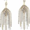 UTTMO Uttmo Fringe Hook Dangling Earrings,Long Bohemian Handmade Beaded Cubic Zirconia Crystal Statement Boho Chain Tassel Country Western Earrings For Women Bridal Wedding | Earrings