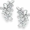 Mariell Mariell Clip-On Cubic Zirconia Crystal Bridal Earrings, Marquis Shape Cz Curved Clusters, Non-Pierced Earrings For Wedding, Bridesmaids, Homecoming, Mother Of The Bride | Earrings