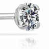 TILO JEWELRY 14K White Gold Solitaire Round Cubic Zirconia Cz Stud Earrings In Secure Screw-Backs | Earrings