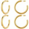 Claro Clivo 14K Gold Plated Lightweight Chunky Open Hoops | Gold Hoop Earrings For Women | Earrings