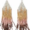 INK + ALLOY Ink+Alloy Boho Beaded Earrings For Women, Claire Seed Bead Ombre Metallic Long Fringe Statement Dangle Earrings, Handmade Jewelry For The Modern Bohemian, 4.25-Inch | Earrings