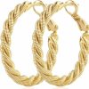 JADE KOS Jade Kos 14K Gold Hoop Earrings For Women 14K Gold Earrings Hoops Earrings Twisted Circular Gold Earrings Thick Chunky Gold Hoop Earrings For Women Gold Jewelry For Women (30Mm*4Mm) | Earrings