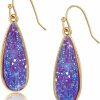 Humble Chic Humble Chic Teardrop Dangle Earrings For Women With Simulated Druzy Stones, In Gold, Rose Gold, Or Silver Tone | Earrings