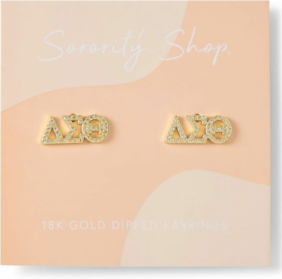 Sorority Shop Sorority Shop Delta Sigma Theta Earrings — Dst 18K Gold Plated Sorority Gifts Earrings, Long-Lasting Delta Sigma Theta Gifts For Women | Earrings