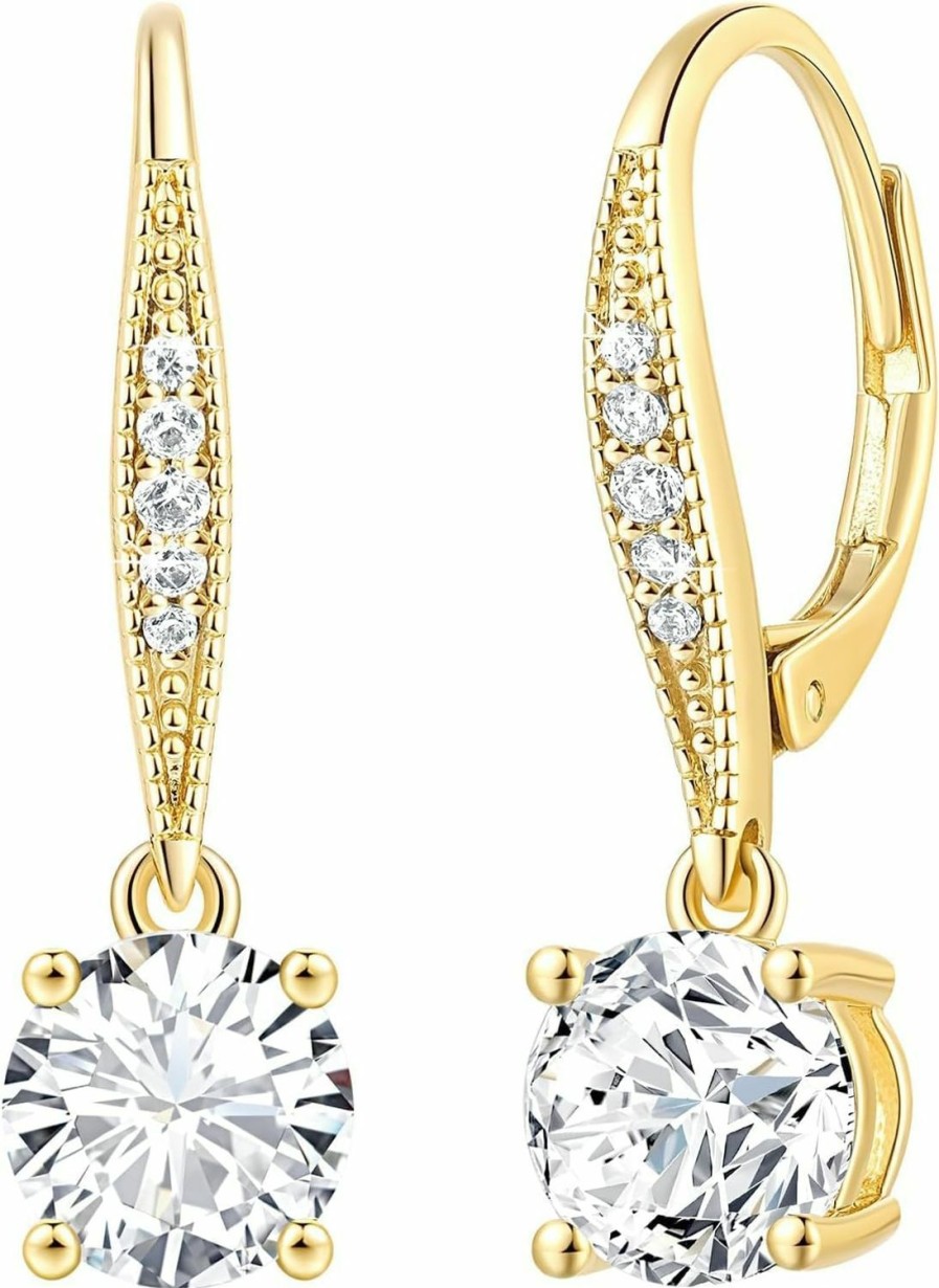 Cossa Dangle Earrings 14K Gold Drop Earrings For Women Dangle Stylish Leverback Earrings With Cubic Zirconia Drop Earrings A Must-Have Fashion Accessory | Earrings