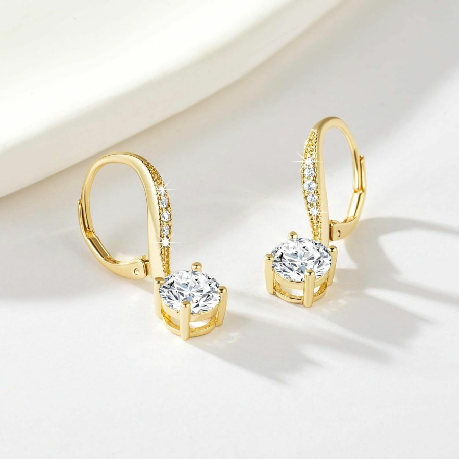 Cossa Dangle Earrings 14K Gold Drop Earrings For Women Dangle Stylish Leverback Earrings With Cubic Zirconia Drop Earrings A Must-Have Fashion Accessory | Earrings