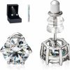 CERTIFIED Moissanite Stud Earrings/No Poke Screw Backs / 4 Prong Or 6 Prong Stud Earrings/White Gold Vermeil/Colorless Flawless Lab Grown Diamond/Hypoallergenic/Gra Engraved/Gift Set | Earrings