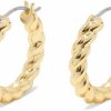 gorjana Gorjana Women'S Crew Hoops, 18K Gold Plated, High Shine Croissant Hoop Earrings, Stainless Steel Post | Earrings