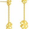 CHOW SANG SANG Chow Sang Sang 999.9 24K Solid Gold Four Leaf Clover Drop Earrings For Women And Wedding Occasion 78816E | Earrings