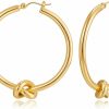 YUJIE Gold Hoop Earrings For Women Girls 18K Gold Plated Knot Hoop Earrings Statement Lightweight Thick Trendy Small Gold Open Hoops Fashion Jewelry Gifts | Earrings