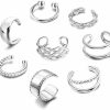 IRONBOX Ironbox 9Pcs Ear Cuff Earrings For Women 14K Silver/Gold Ear Cuff Non Piercing Cartilage Clip Cuff Earrings Fake Earrings | Earrings