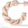 PAVOI Pavoi 14K Gold Plated Twisted Rope Round Hoop Earrings In Rose Gold, White Gold And Yellow Gold | Earrings