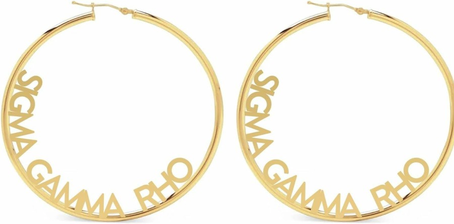 Sorority Shop Sorority Shop Sigma Gamma Rho- Hoop 18K Gold Plated Dainty Earrings For Women - Sigma Gamma Rho Jewelry With Ideal 2\" Diameter Hoops - Sigma Gamma Rho Gifts | Earrings