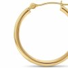 TILO JEWELRY 14K Yellow Gold Classic Shiny Polished Round Hoop Earrings, 2Mm Tube | Earrings