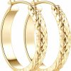 NEARLAND Nearland Gold Earrings 14K Gold Hoop Earrings For Women Trendy 14K Gold Earrings Chunky Gold Earrings Hoops Earrings Unique Pattern Gold Earrings For Women Hoop Earring, 25Mm*4.4Mm | Earrings