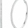 RINEY&KY Moissanite Hoop Earrings For Women Moissanite Earrings 30/50Mm Lab Created Diamond Hoop Earrings 18K White Gold Plated Sterling Silver Large Thin Huggie Earrings Lightweight Oval Hoop Earrings Simulated Diamond Moissanite Jewelry Gift D Color Vvs1 Clarity 1.96-3.42Carats | Earrings