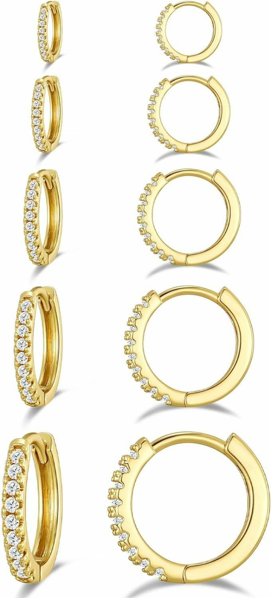 ALIWOLF Gold Hoop Earrings Set 14K Gold Plated Huggie Earrings Hypoallergenic Small Silver Hoop Earrings Jewelry For Multiple Piercing For Women Girls | Earrings