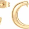 PAVOI Pavoi 14K Gold Plated 925 Sterling Silver Posts Thick Dome Huggie Earrings For Women | Small Wide Round Hoop Earrings | Earrings