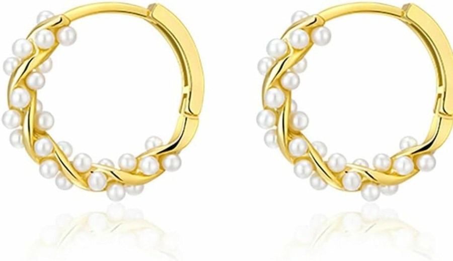 SLUYNZ Sluynz Sterling Silver Pearls Twist Hoop Earrings For Women Teen Girls Wedding Pearls Hoop Earrings Bridal | Earrings