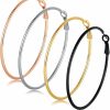 TIZU 4 Pairs Big Hoop Earrings For Women Girls, 316L Stainless Steel Hypoallergenic Hoop Earrings Silver Plated 14K Gold Plated Rose Gold Plated Black Gold Plated Earrings Set | Earrings