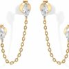 PAVOI Pavoi 14K Gold Plated Delicate Cz Chain Earrings For Women | Double Piercing Dangle Chain Studs Earrings | Cubic Zirconia Earscapes Earrings | Earrings