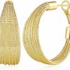 SHERRIE DOBBIE Sherrie Dobbie Hoop Earrings 14K Gold Hoops Earrings For Women Tri-Texture Gold Earrings Hoops - Luxurious, Chunky & Thick Gold Hoops 31Mm | Earrings