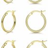 Fcebsty 3 Pairs 925 Sterling Silver Hoop Earrings | Small White Gold Plated Hoop Earrings For Women Girls (13Mm,15Mm,20Mm,25Mm,30Mm,40Mm,50Mm,60Mm) | Earrings