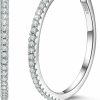 GDDX 925 Sterling Silver Hoops Big Round Loops Earrings Paved Zircon Halo Cz Women Ear Jewelry 20 30 40Mm | Earrings