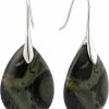 SELOVO Selovo Agate Teardrop Stone Grey Drop Earrings Fishhook Dangle Earrings Silver Tone | Earrings