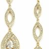 Mariell Mariell Gold Wedding Earrings, Cubic Zirconia Dangle Earrings For Bride, Bridesmaids, Gold Bridal Earring | Earrings