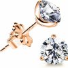 Raneecoco "Stunning Flame" 18K Gold Plated Silver Brilliant Cut Simulated Diamond Cubic Zirconia Stud Earrings | Earrings