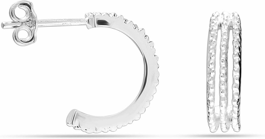 LeCalla Lecalla Real 925 Sterling Silver C Hoop Earrings Jewelry Lightweight Small Hoops Italian Half Earring Hoops For Women | Earrings