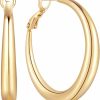 GIORGIA GIBBS 14K Gold Hoop Earrings For Women Trendy Gold Earrings Polished Gold Chunky Hoop Earrings Classic Dainty Gold Earrings Hoops 28Mm (28Mm) | Earrings