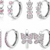 YADOCA Yadoca 4Pairs Hypoallergenic Small Hoop Earrings For Girls Women 925 Sterling Silver Post Huggie Earrings Cute Heart Flowers Heart Butterfly Star Cubic Zirconia Cartilage Earrings For Sensitive Ears | Earrings