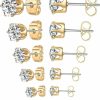 anmao Anmao 6 Pairs Stud Earrings Set,Clear Cubic Zirconia 316L Stainless Steel Earrings For Women For Men 3-8Mm | Earrings