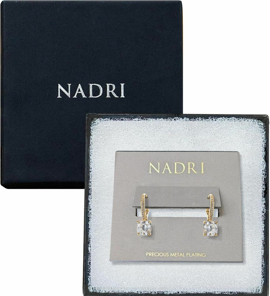 NADRI Nadri Leverback Earrings For Women - Exquisite Drop Earrings For Women, Large Cushion Cut Cubic Zirconia Womens Earrings | Earrings