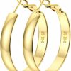 Besteel Besteel 14K Gold Filled Hoop Earrings For Women, 5Mm Wide Large Flat Gold Hoop Earrings, Hypoallergenic Lightweight Oversized Big Hoop Earrings Gold For Girls 30/40/50/60/70Mm | Earrings